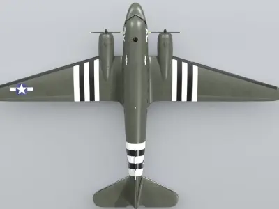 Douglas C47 skytrain Thats All Brother Low-poly 3D model