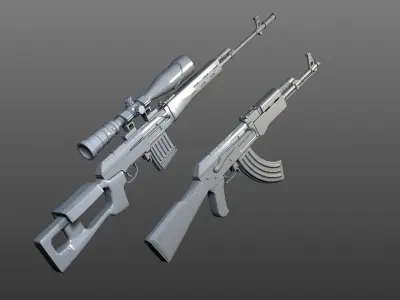 Kalashnikov collection two rifles 3D model