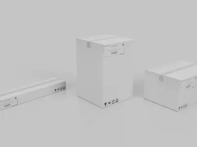 White Cardboard Box Retail Ready Trio – Rigged and Customizable 3D model
