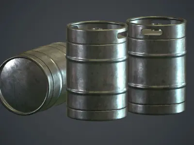 Stainless Steel Beer Keg PBR Game Ready Low-poly 3D model