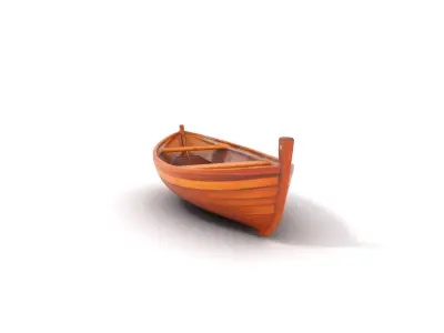 Wooden Rowboat Model Pack with Detailed Textures Low-poly 3D model
