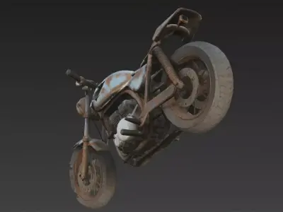 Abandoned Motorcycle Wreck Low-poly 3D model