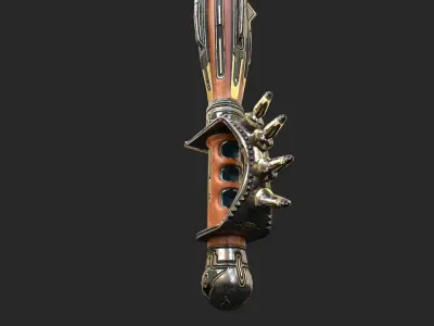 Mace Low Poly sword with spikes Low-poly 3D model