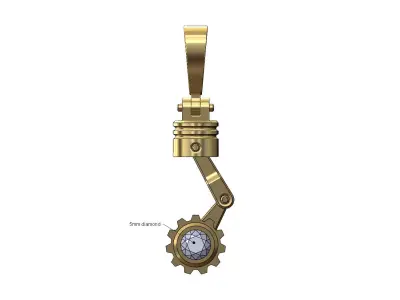 Diamond Piston gear engine pendant 3D print model