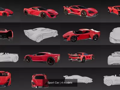 Sport Car 3D Model Pack buy