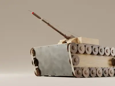 Wooden Toy Tank - Blender 3D Model Low-poly 3D model