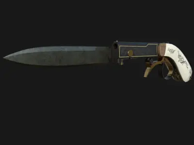 Pistol Gun Knife Low-poly 3D model