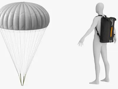  Parachute Backpack and Opened Parachute Collection 