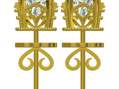 Antique Art Deco Style Stud Earring 3D print model