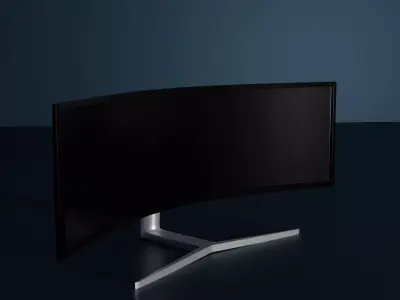 low poly Curved monitor Free 3D model