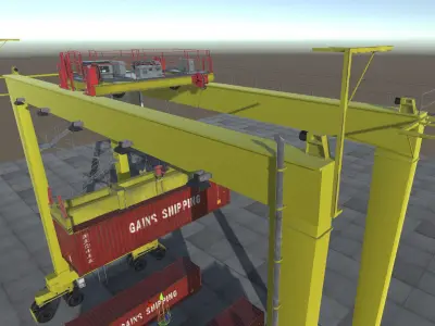 Shipping Port Gantry Crane Low-poly 3D model