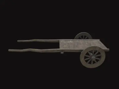 Medieval Carriage V09 Low-poly 3D model