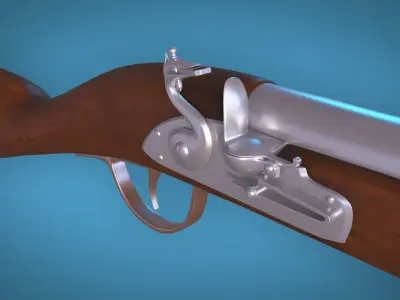 Flintlock Musket Firearm LowPoly 3D Model Low-poly 3D model