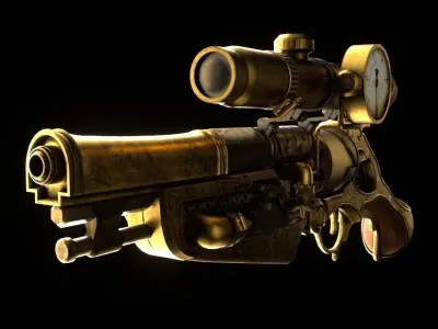 Steam Punk  Gold Gun Free 3D model