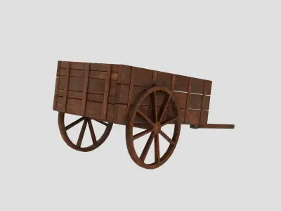 Wooden Cart Low-poly 3D model 18