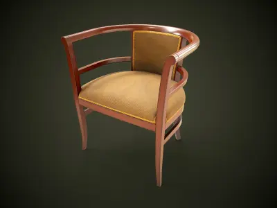 Vintage Chair and Coffee Table Low-poly 3D model