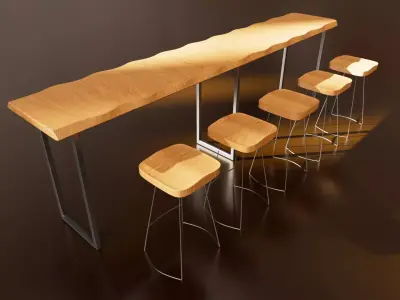 Industrial Wood Bar 3D model