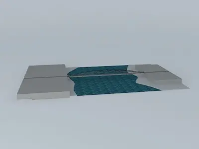 Bridge floating platform in water Free 3D model