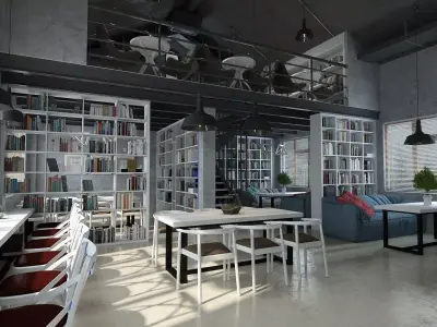 Industrial Book Lounge 3D model