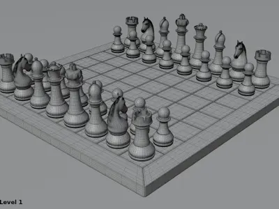 Chess set chess clock with table and chair 