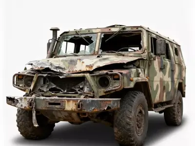 Wrecked Tactical Military Vehicle 3D Model Low-poly 3D model