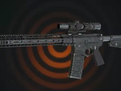 Rigged Tactical Assault Rifle Night Stalker 3D model