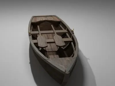 Wood Boat Low-poly 3D model by DIL3Dstudio