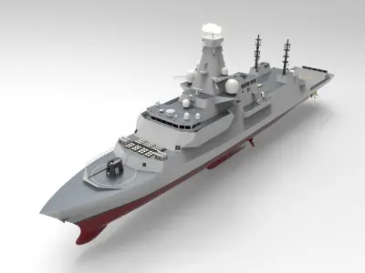 Frigate Type 0 Low-poly 3D model