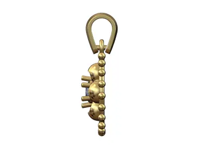 Beaded diamond Florentine solitaire pendant charm 3D print model