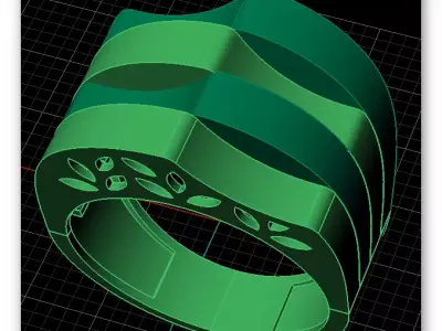 3 part bypass gold ring 3D print model purchase