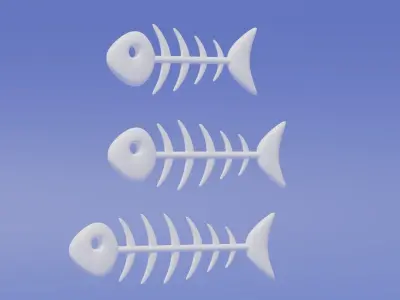 Cartoon Fish Bones Collection 3D model