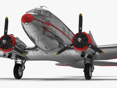 Vintage Propeller Aircraft Douglas DC-3 3D model