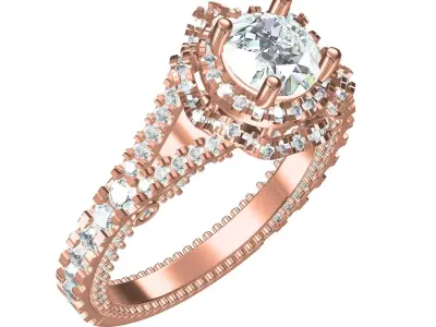 Antique Art Deco Diamond Engagement Ring 2 3D print model