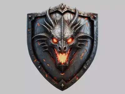 Medieval Armor Dragon SHield Fantasy Steel Low-poly 3D model