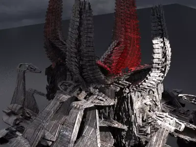 Alien Spine Tower City 4 3D model