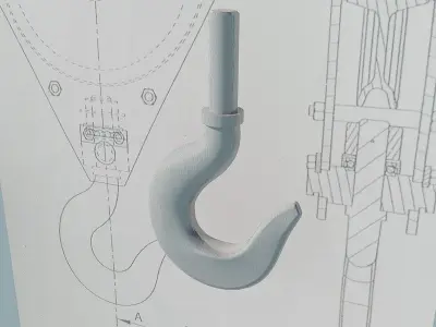 Crane hook with pulley block 3D model