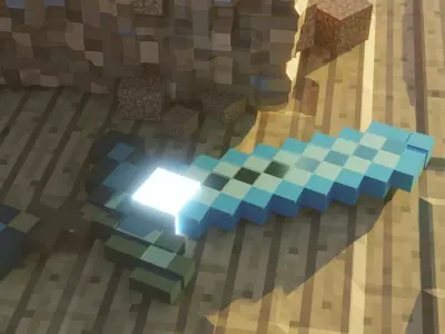 The voxel melee military Low-poly 3D model