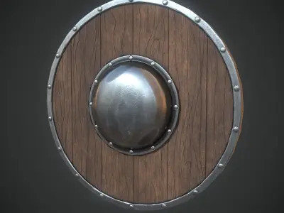Game Ready Wooden Shield Low-poly 3D model