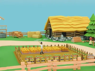 Low Poly Farm  Low-poly 3D model