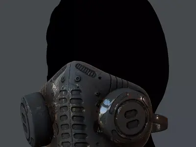 Gas mask helmet 3d model scifi  Low-poly 3D model 9