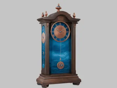 Ancient Vintage Victorian Wall Wooden Clock Pendulum Low-poly 3D model