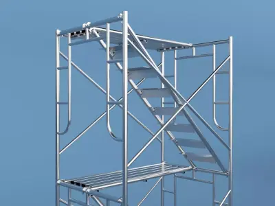 Scaffolding metal tower with stairs 3D model
