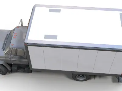 80s Industrial box truck Low-poly 3D model