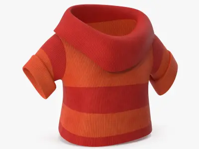 Cartoon Short Sleeve Sweater Red 3D model