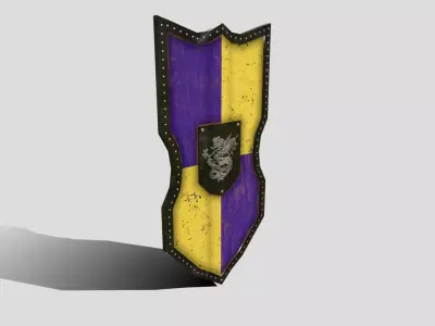Medieval Shield Low-poly 3D model 7