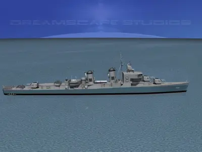 Sumner Class Destroyer  DD722 USS Barton 3D model
