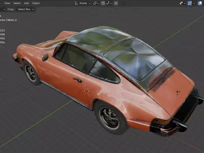 Vintage Orange Porsche 911 3D model