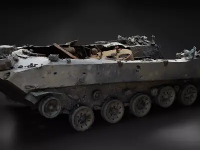 Destroyed and burnt Russian BMD-2 Photoscan 3D model