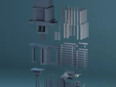 Temple 7 - Blackended Temple Low-poly 3D model