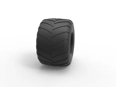 Monster Jam tire 28 Scale 1 to 25 3D print model